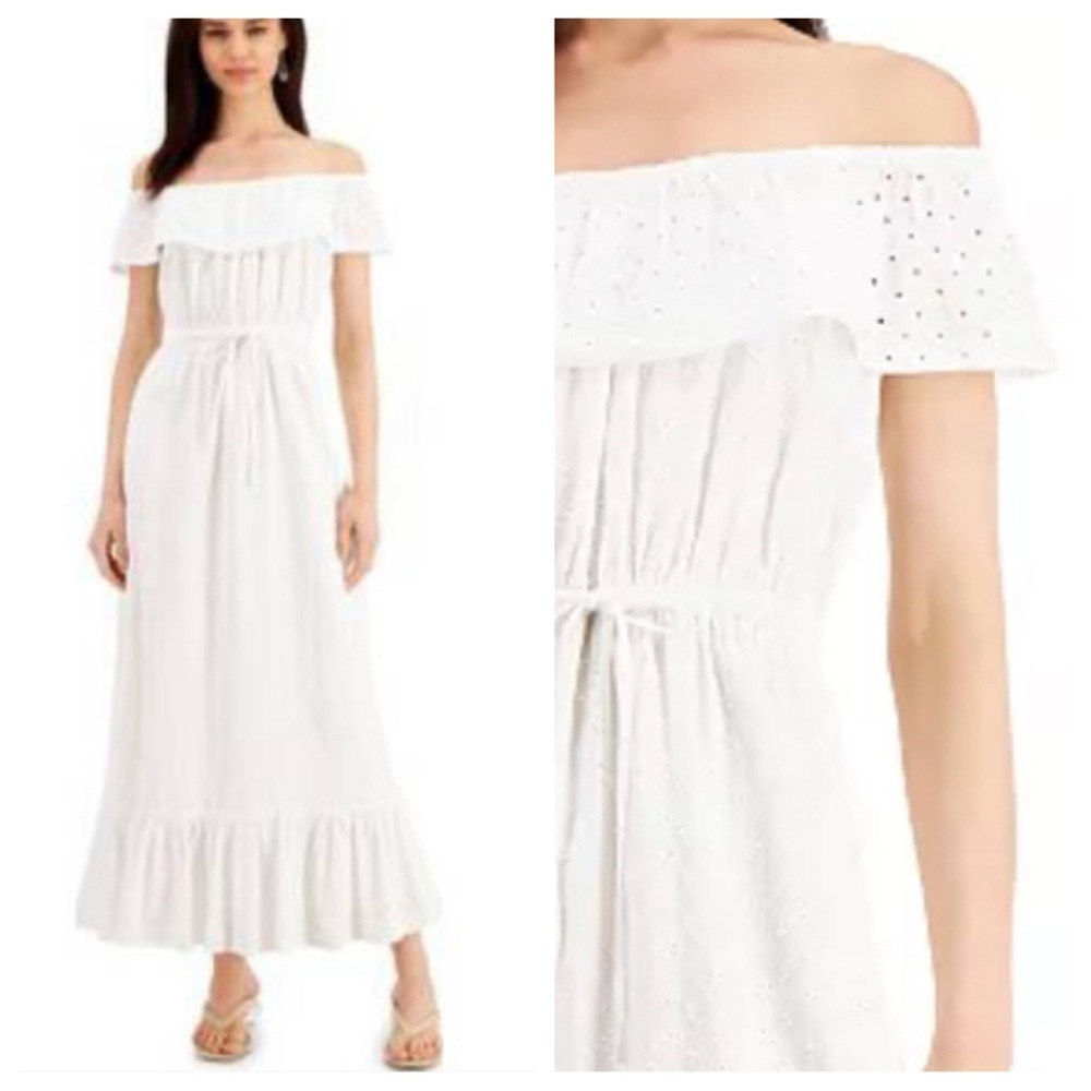 Style & Co. Cotton Off-The-Shoulder Eyelet Maxi Dress